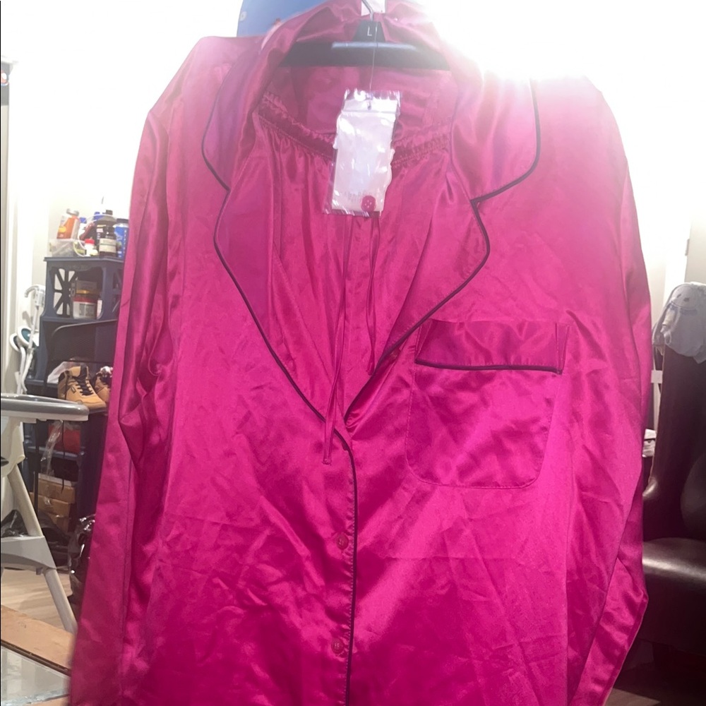 Cabernet Fuchsia Satin Pajama Top